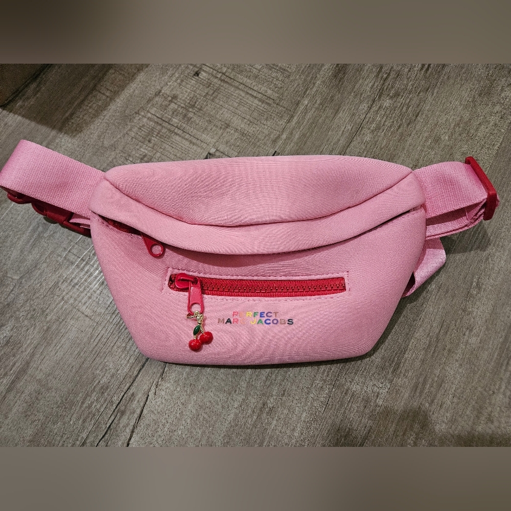 Marc Jacobs Pink Canvas Waist Bag with Red Accents